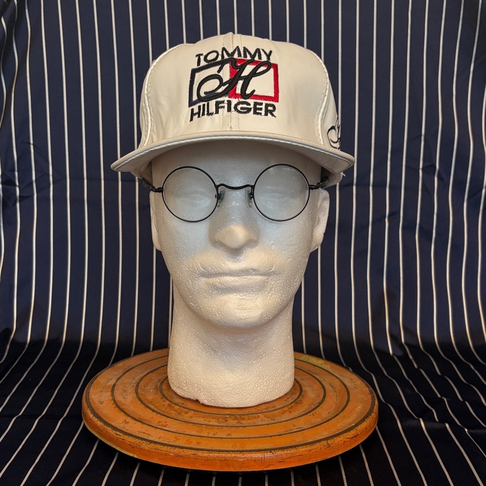 White Leather/Embroidered Tommy Hilfiger Logo Hat